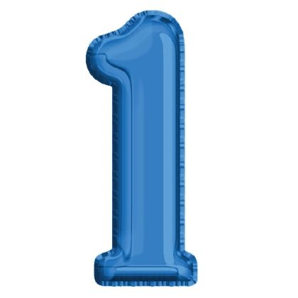 Balon folie aluminiu albastru cifra 1 40cm