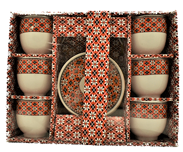 Set cafea ceramica rosu/negru 11-48                         