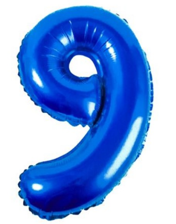 Balon folie aluminiu albastru cifra 9 46cm                  