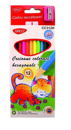 Creion color 12 culori daco hexagonal cc312h                