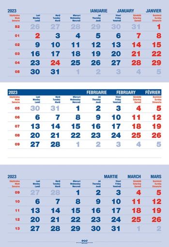 Calendar perete triptic 12file ca143236