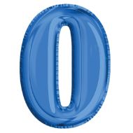 Balon folie aluminiu albastru cifra 0 40cm