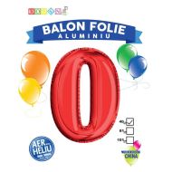 Balon folie aluminiu rosu cifra 0 40cm