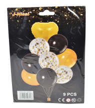 Set baloane(8buc+1buc inima folie)negru/auriu n0002