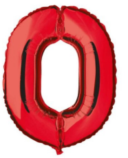 Balon folie aluminiu rosu cifra 0 46cm                      