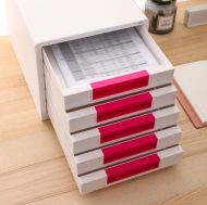 Cabinet 5 sertare alb/roz deli dlez01043