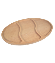 Platou oval din lemn cu 3 compartimente 45x29cm