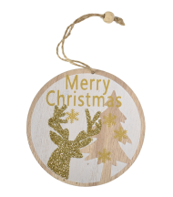 Ornament de brad 10cm,ren cu glitter,merry christmas 059100