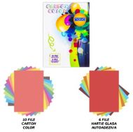 Carton color a4 200g+hartie glasata adeziva 6 culori 14206